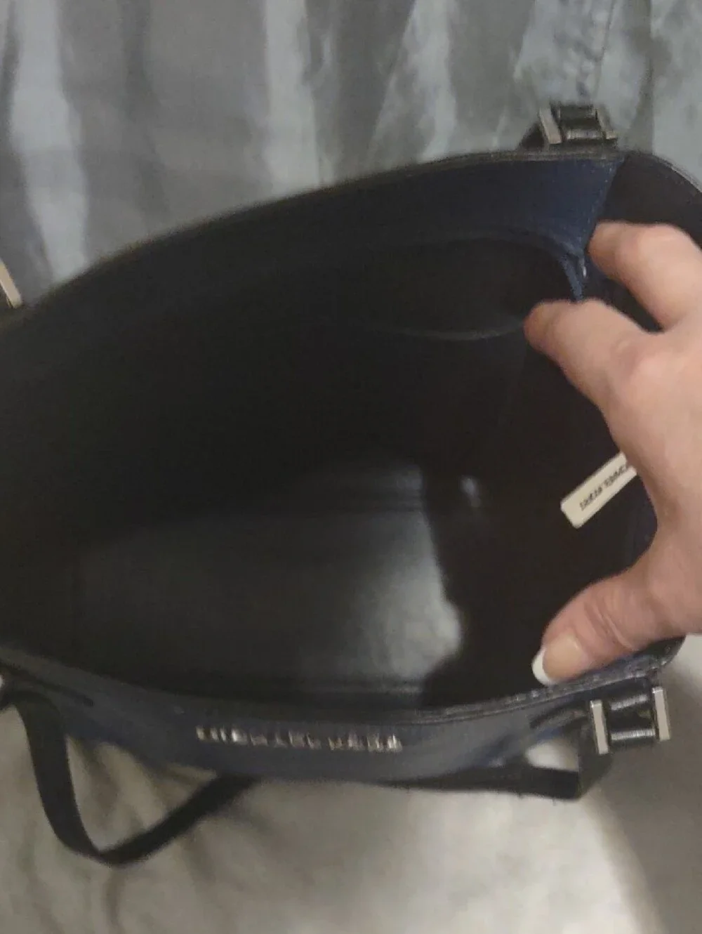Michael Kors Navy and Black Pebbled Leather Tote